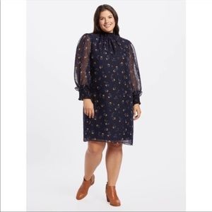 Draper James | Navy Blue Floral Swiss Dot Smocked Dress